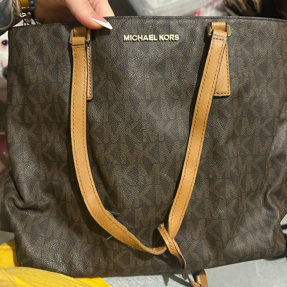 Michael Kors Dark Brown and Tan Tote